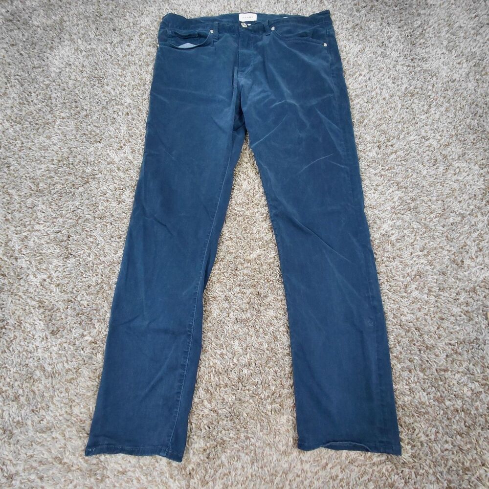 Frame L'Homme Slim Chino Pants Mens 38x31 Blue 5 Pocket Stretch Casual Soft